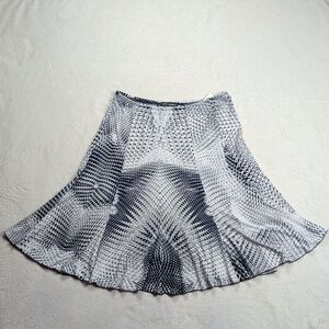Soft Works Navy Blue & White Geometric Print Flared Skirt Size L